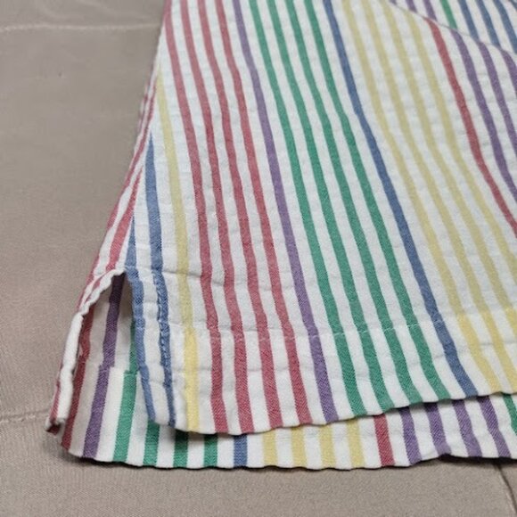 TALBOTS Vintage 90s Pastel Rainbow Stripe Sleeveless Button Down Cotton Blouse M - Picture 7 of 11